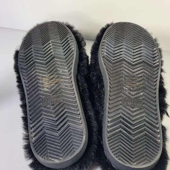Steve Madden Black Fuzzy Slippers size medium - Picture 4 of 4